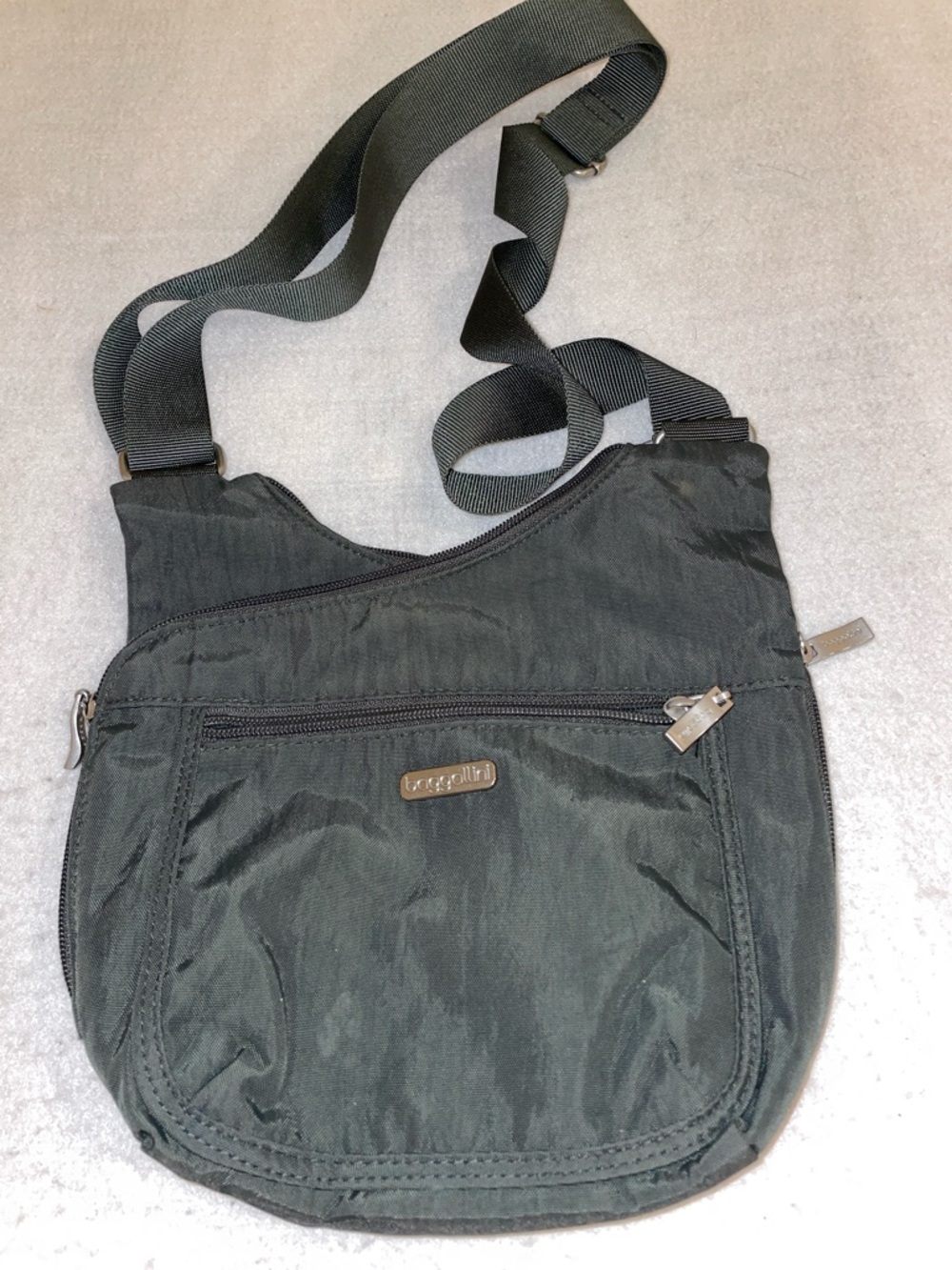 Baggallini Grey Crossbody with Brushed Silver Logo